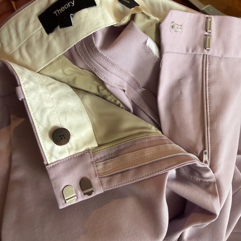 Theory Suit Set Wool in Lavender Tailored Blazer Size 2 & Pants Size 4 Stretchy - Picture 9 of 12